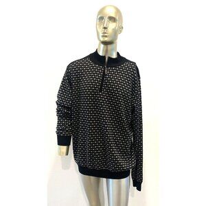 G-Mac Apparel Black & White T-Cross Wool Quarter Zip Sweater Size XXL